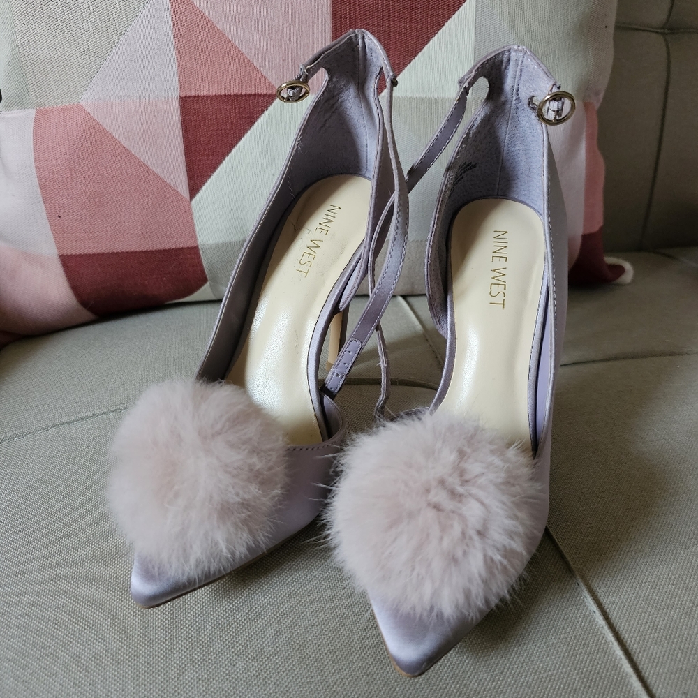 Nine West Lavender Lucky Girl Pom Pom Heels
